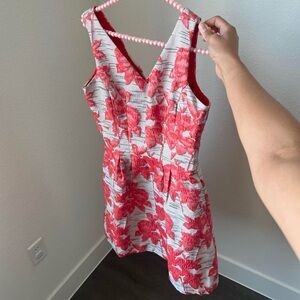 peach floral mini dress with pockets ▫️